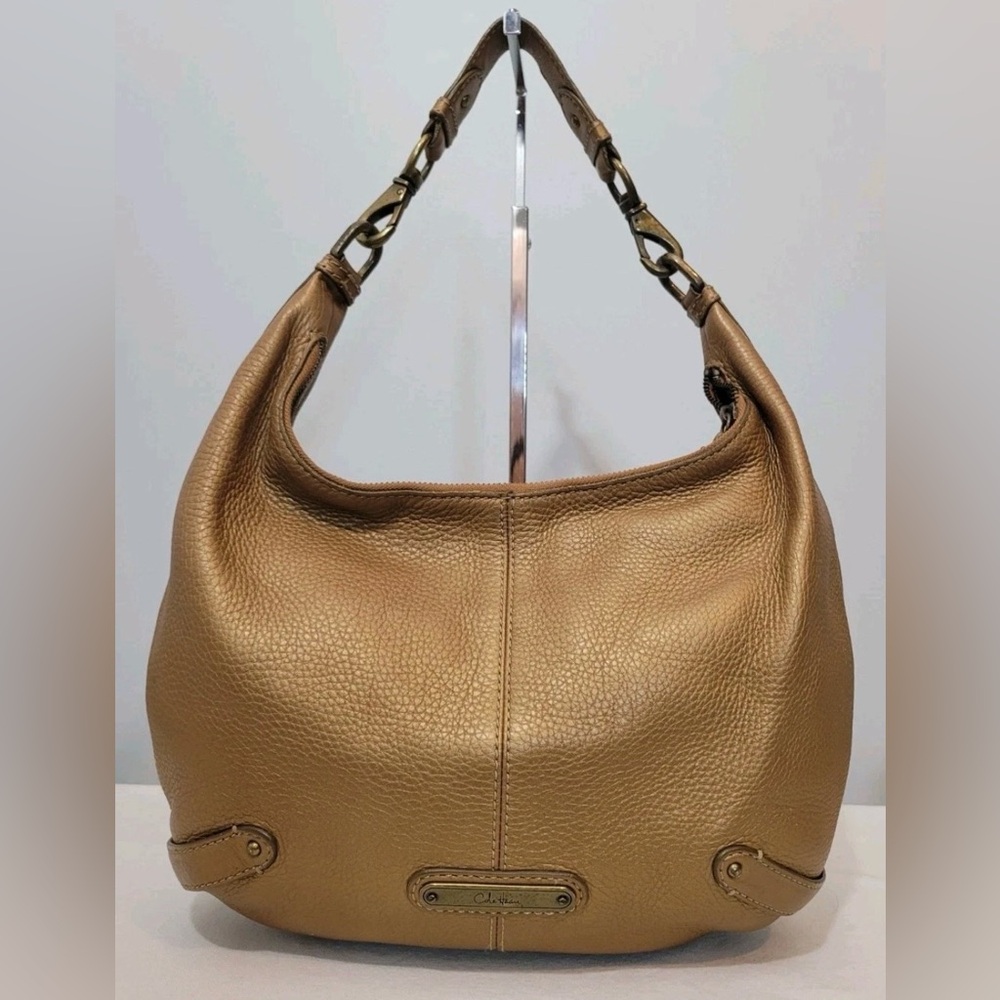 Cole Haan Dark Gold Pebbled Leather Hobo Shoulder Bag Y2K